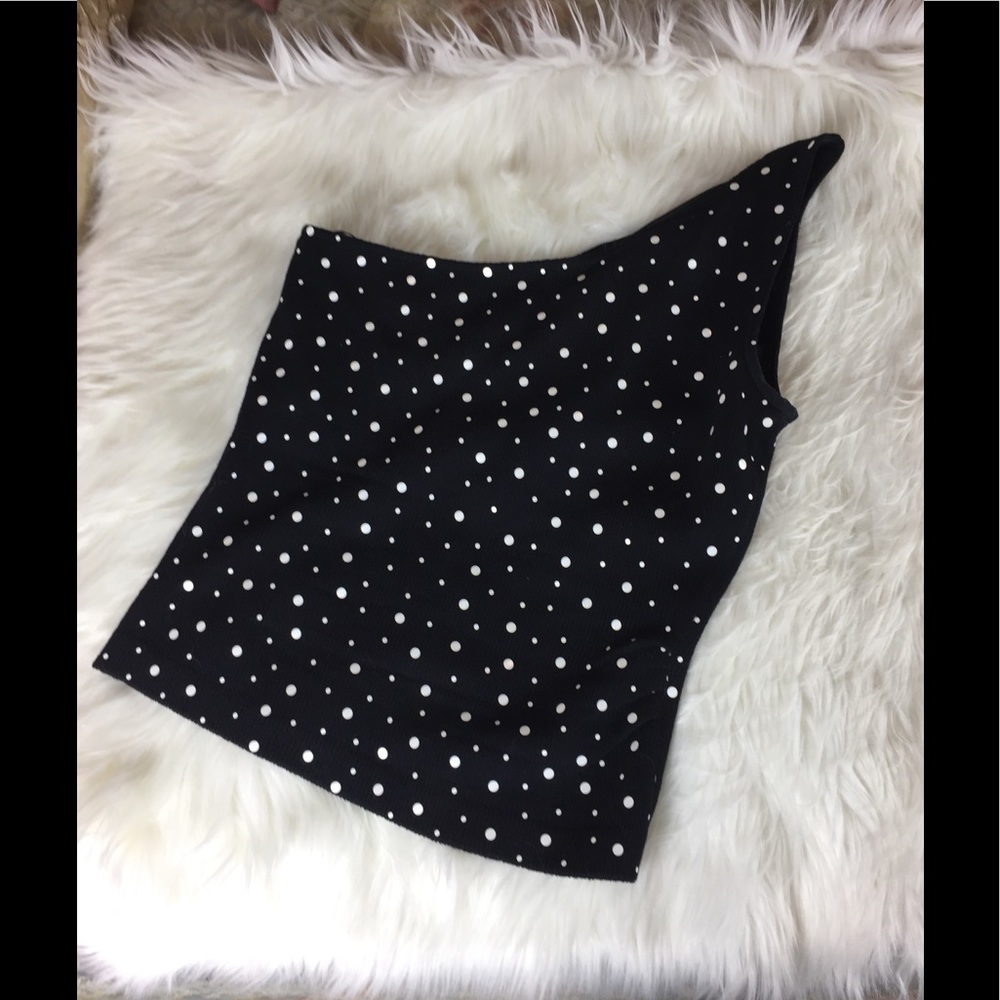 ST JOHN COLLECTION  Black One shoulder Knit Top